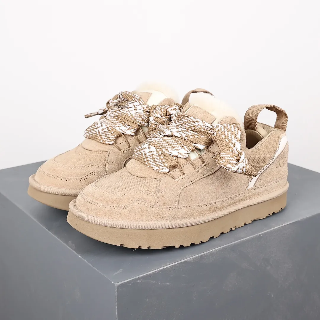 Pick up locally 💰680 Core recommended good price UGG versatile items 2023 new Highland series Polyester fiber mesh lining 10mm plush lining Insole Recycled ballistic canvas mesh Suede leather upper two-color flat shoelaces EVA outsole Lowmel Mel casual shoes Size: 35 36 37 38 39 40 41 42 43 44 45